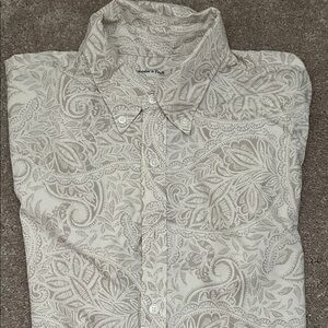 Abercrombie & Fitch Cream and Tan Paisley Button-Down Shirt